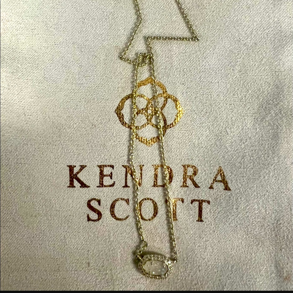 Small gold w/white drusy necklace